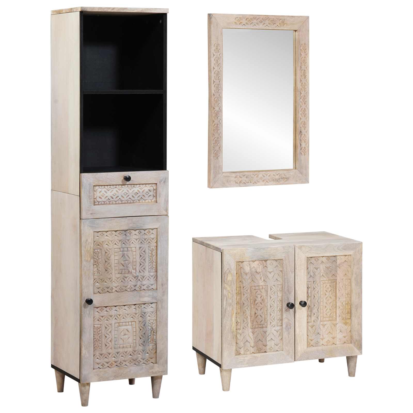 Ensemble de mobilier de salle de bain 3 pièces Blanc