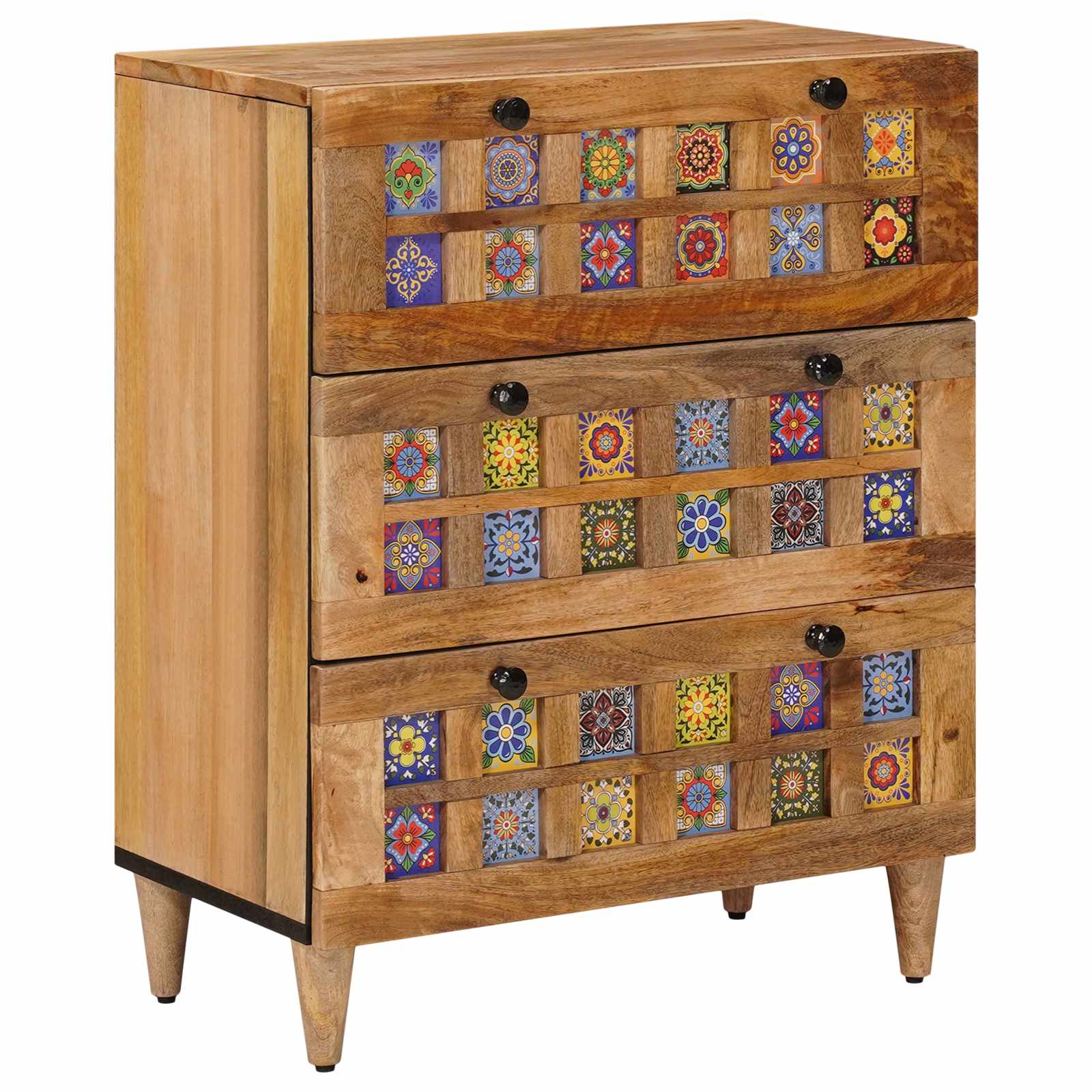 Buffet 2 pcs Naturel 60 x 33 x 75 cm Bois de mangue massif - XIOS