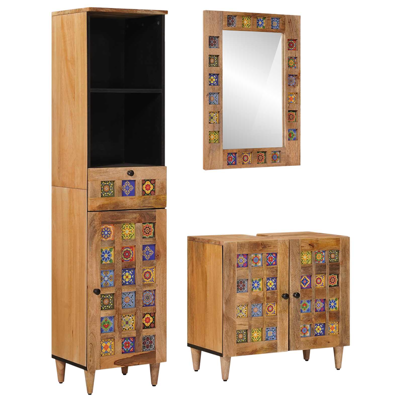 Ensemble de mobilier de salle de bain 3 pièces Naturel