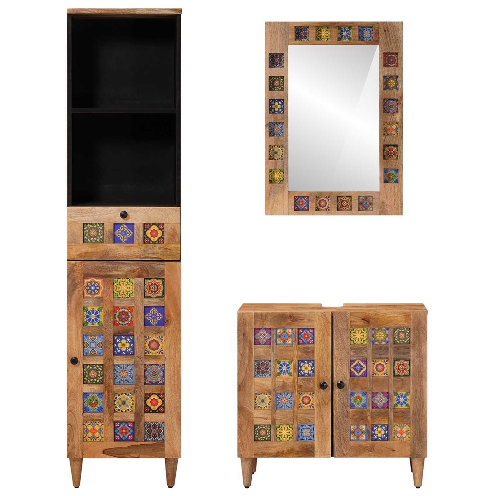 Ensemble de mobilier de salle de bain 3 pièces Naturel