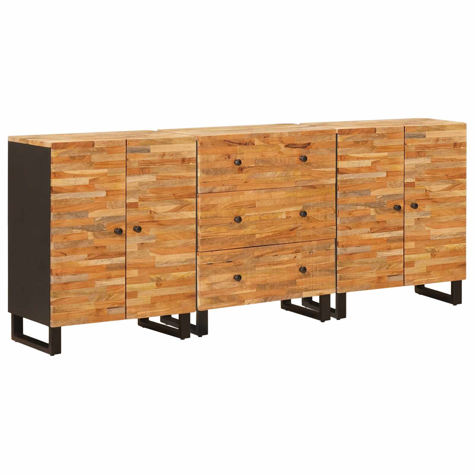 Buffet 3 pcs Marron 60 x 33 x 75 cm Bois de mangue massif - XIOS