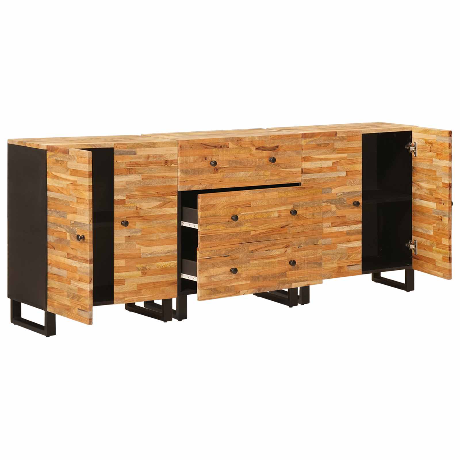 Buffet 3 pcs Marron 60 x 33 x 75 cm Bois de mangue massif - XIOS