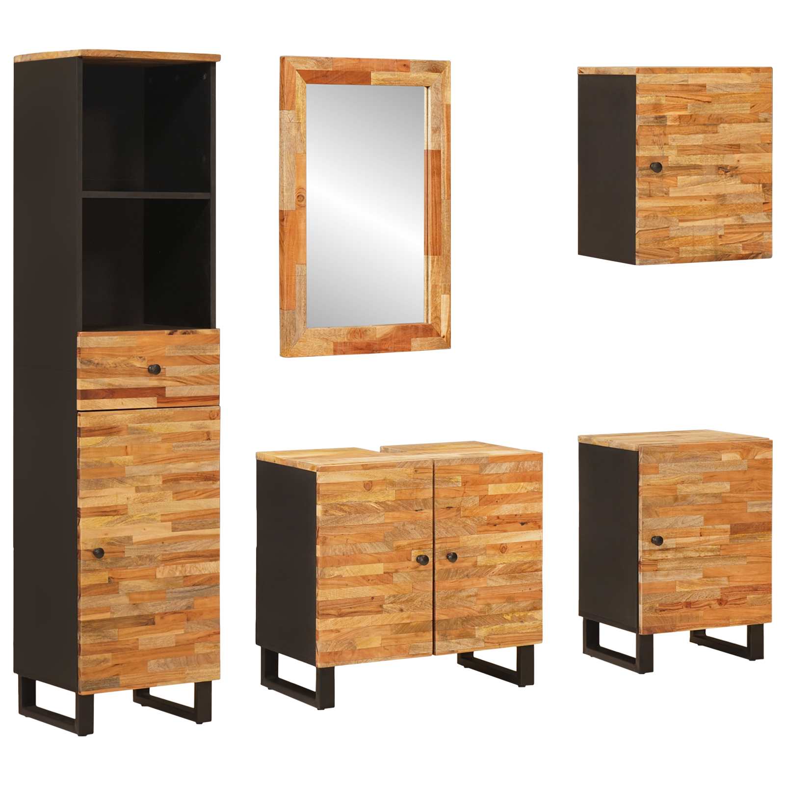 Ensembles de salle de bain 5 pc Naturel 38 x 33 x 160 cm