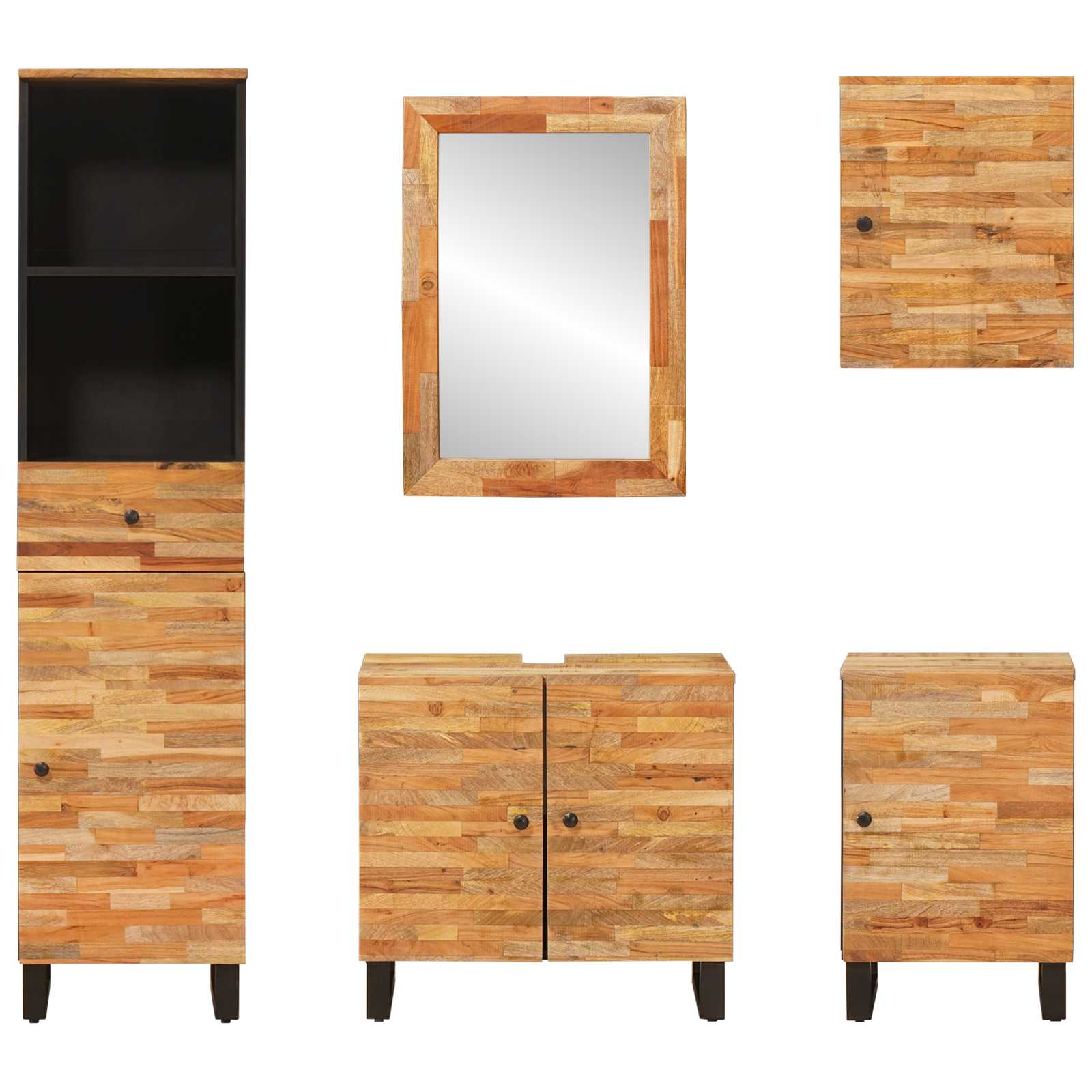 Ensembles de salle de bain 5 pc Naturel 38 x 33 x 160 cm