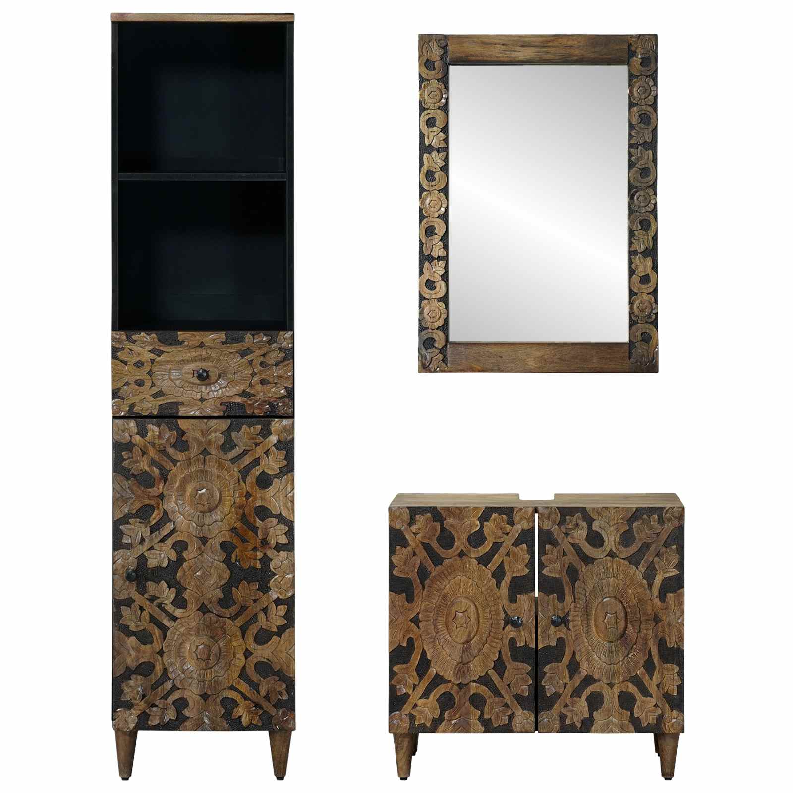 Ensemble de mobilier de salle de bain 3 pc Marron