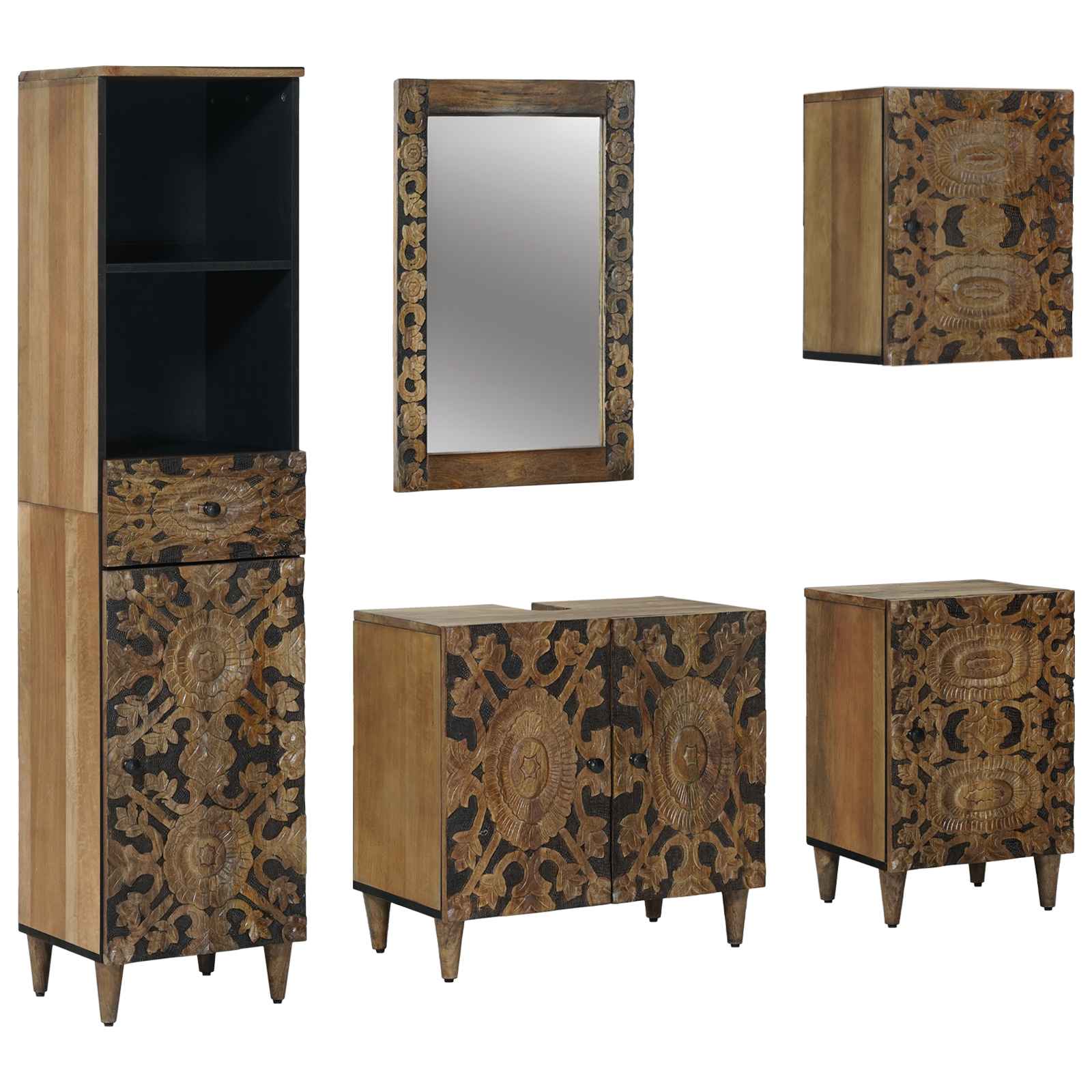 Ensemble de mobilier de salle de bain 5 pc Marron