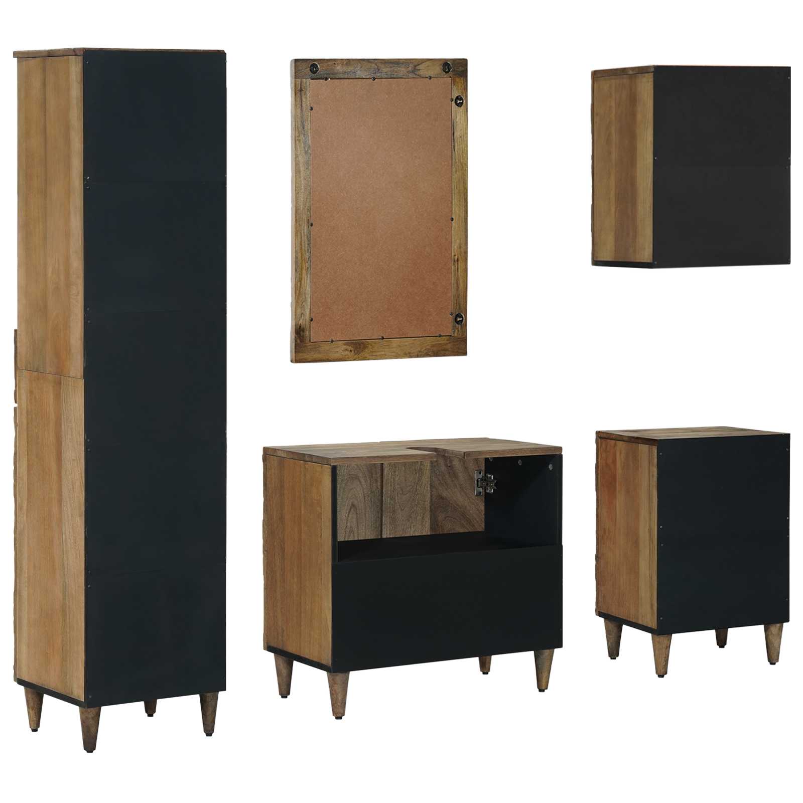 Ensemble de mobilier de salle de bain 5 pc Marron