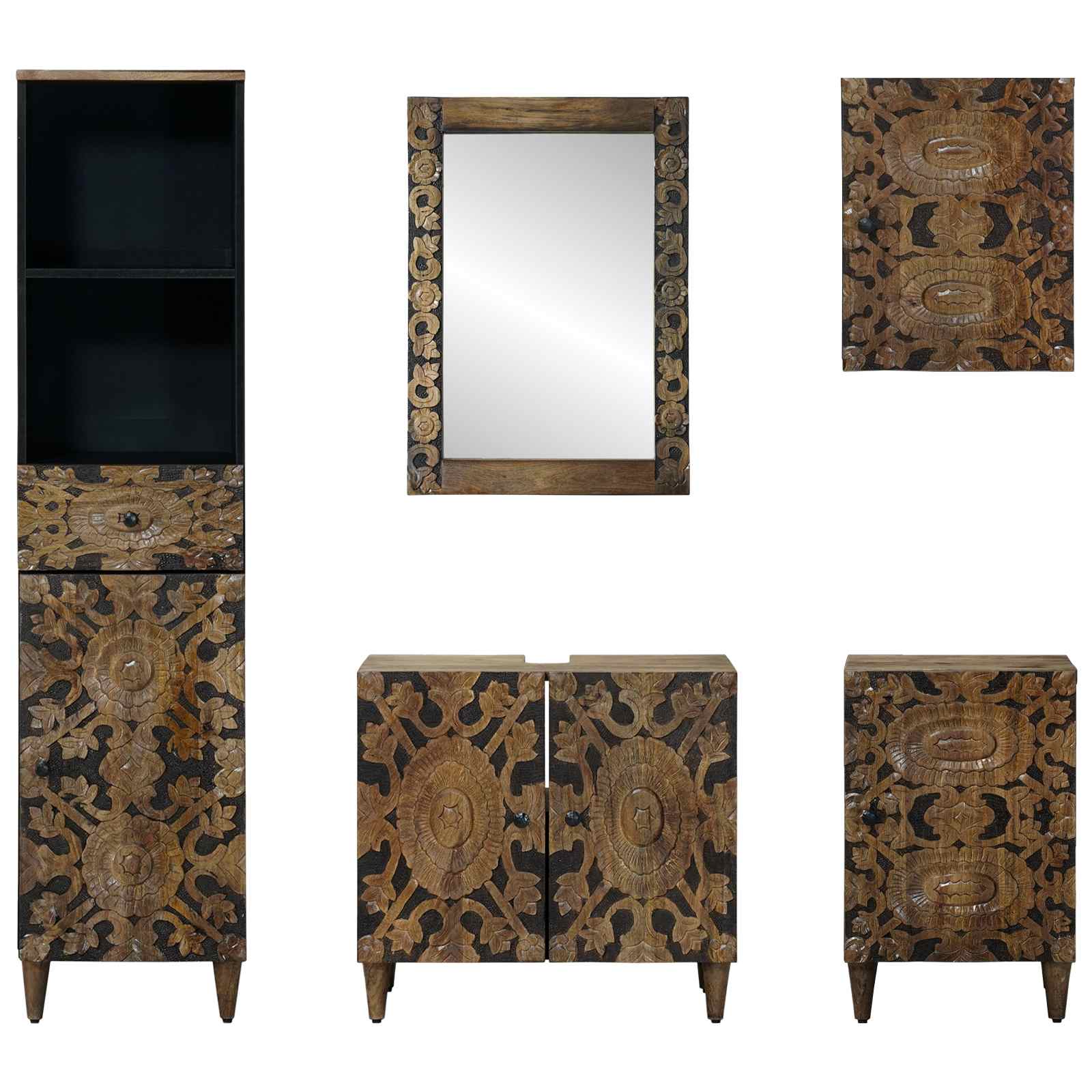 Ensemble de mobilier de salle de bain 5 pc Marron