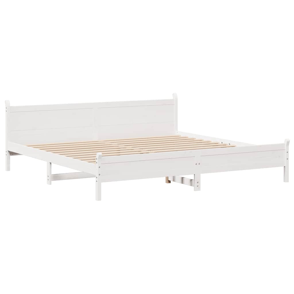 Cadre de lit sans matelas blanc 200x200 cm bois massif de pin - XIOS
