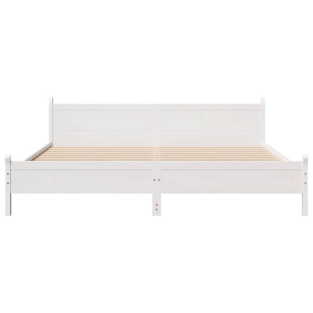 Cadre de lit sans matelas blanc 200x200 cm bois massif de pin - XIOS