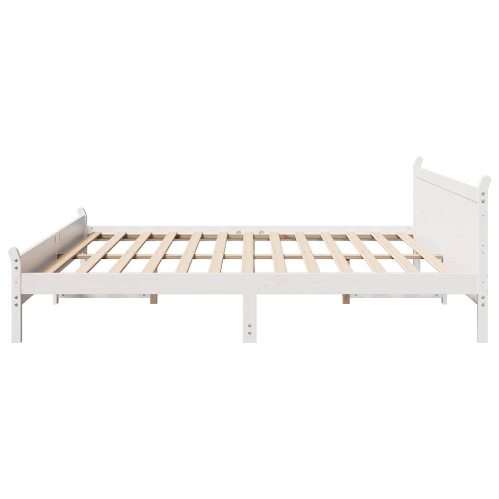 Cadre de lit sans matelas blanc 200x200 cm bois massif de pin - XIOS