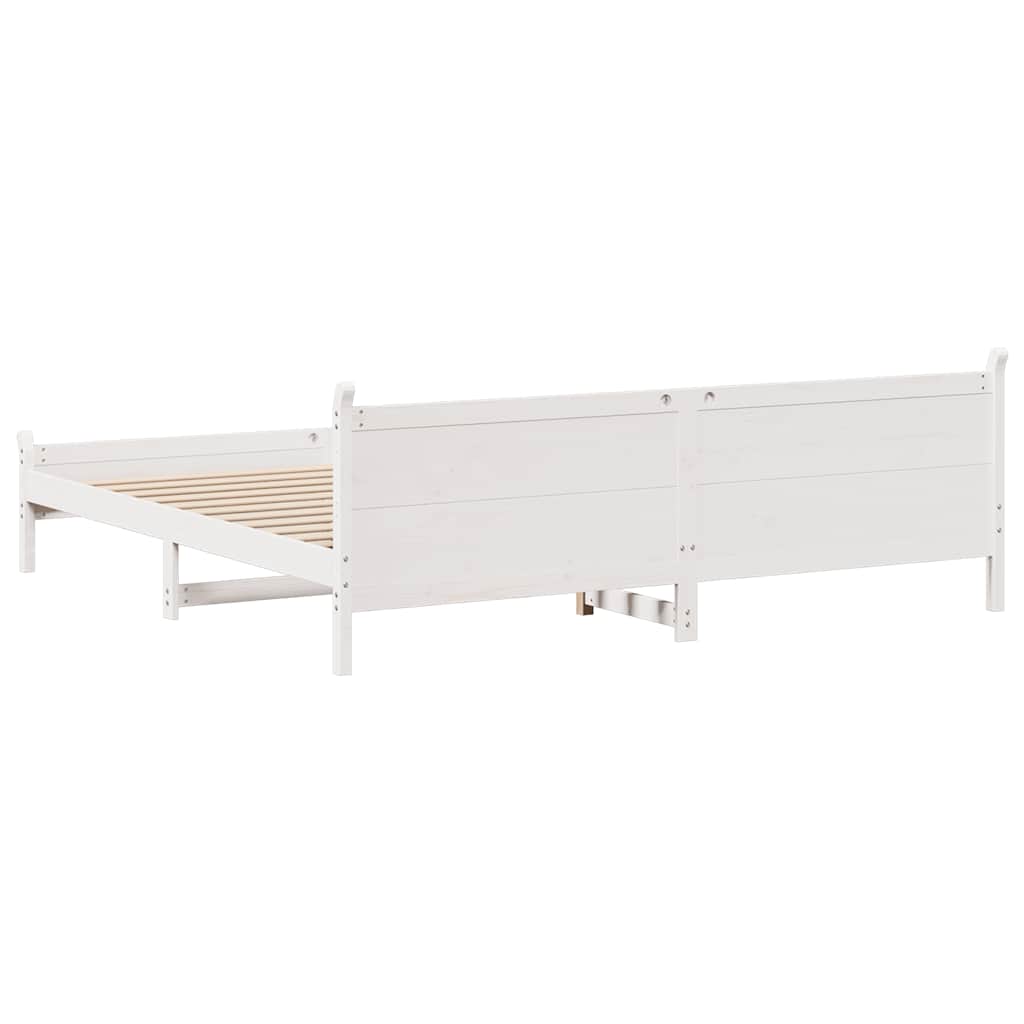 Cadre de lit sans matelas blanc 200x200 cm bois massif de pin - XIOS