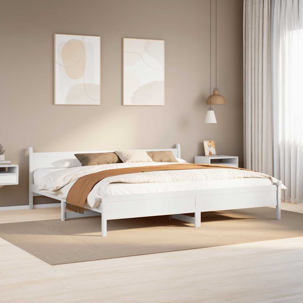 Cadre de lit sans matelas blanc 200x200 cm bois massif de pin - XIOS