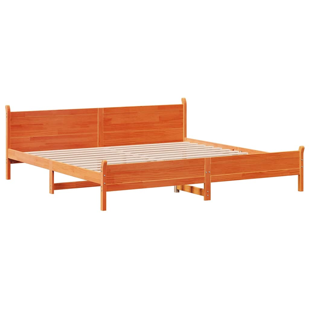 Cadre de lit sans matelas cire marron 200x200cm bois pin massif - XIOS