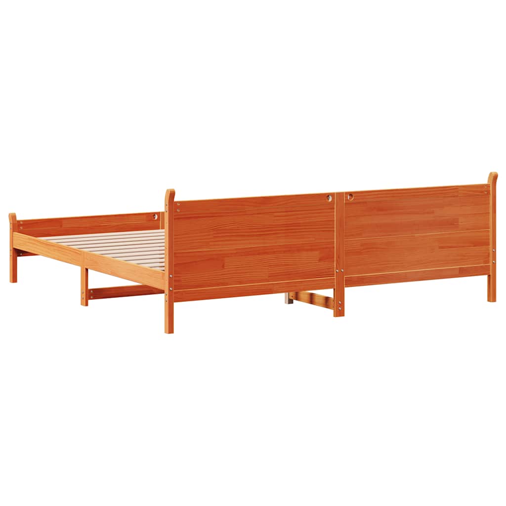 Cadre de lit sans matelas cire marron 200x200cm bois pin massif - XIOS
