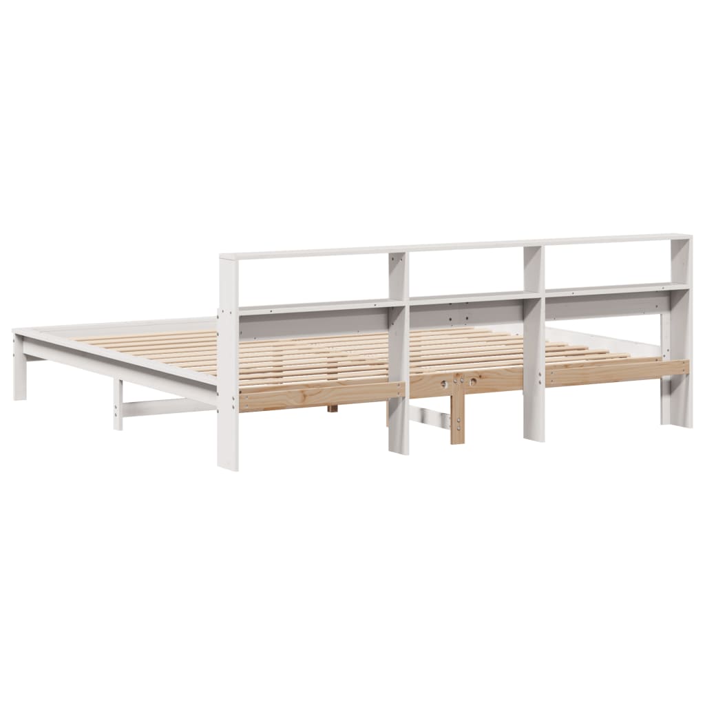 Cadre de lit sans matelas blanc 200x200 cm bois massif de pin - XIOS