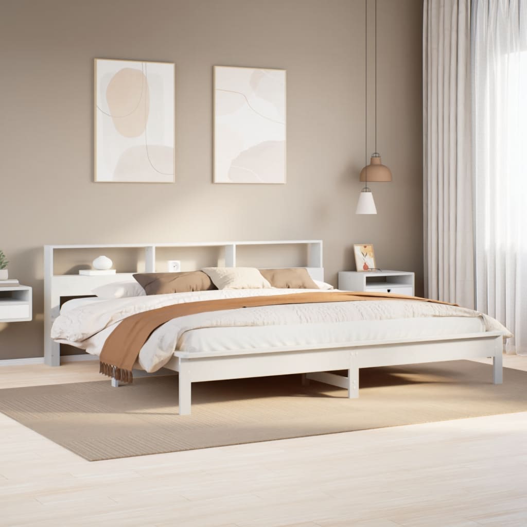 Cadre de lit sans matelas blanc 200x200 cm bois massif de pin - XIOS