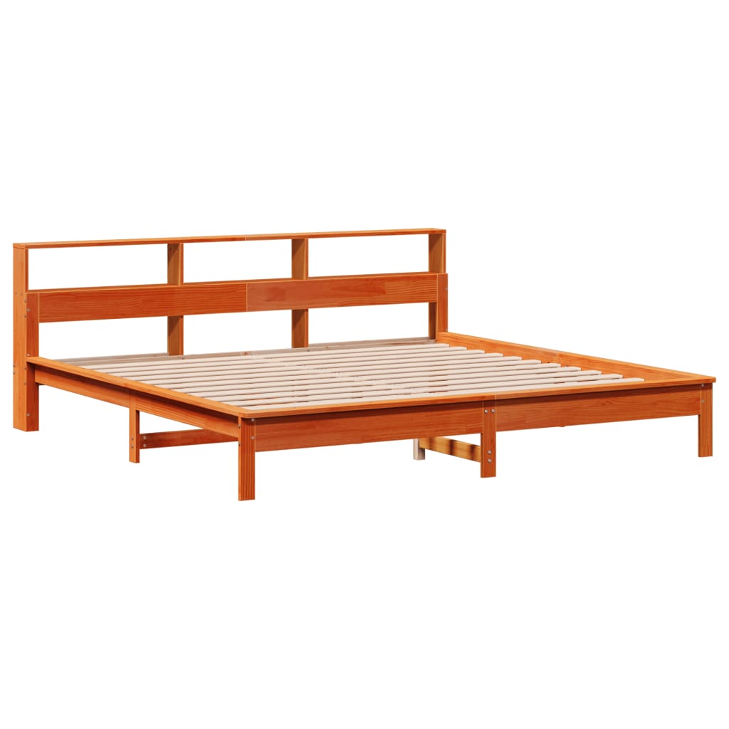 Cadre de lit sans matelas cire marron 200x200cm bois pin massif - XIOS