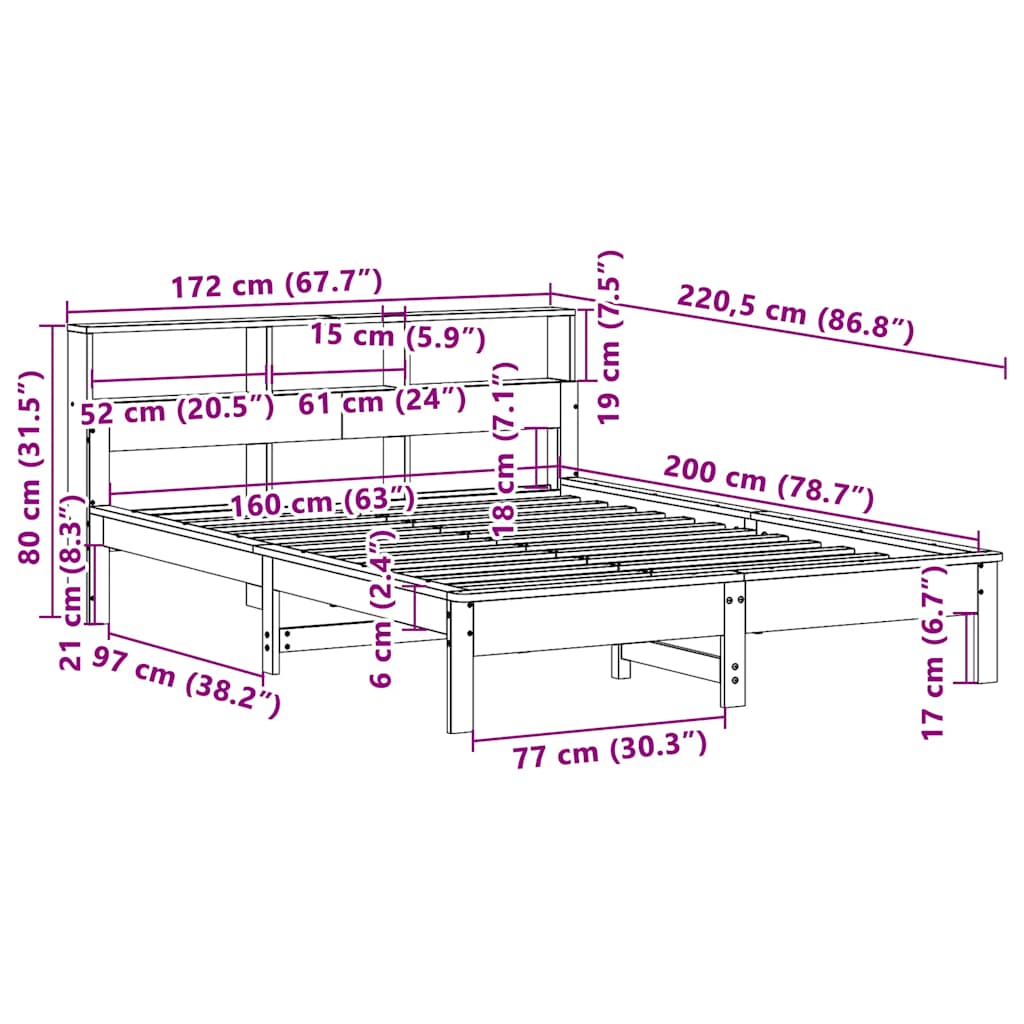 Cadre de lit sans matelas blanc 160x200 cm bois de pin massif - XIOS