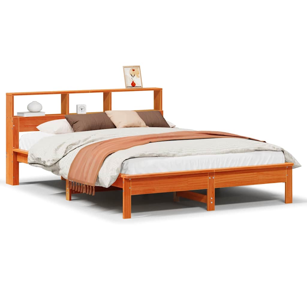 Cadre de lit sans matelas cire marron 160x200cm bois pin massif - XIOS