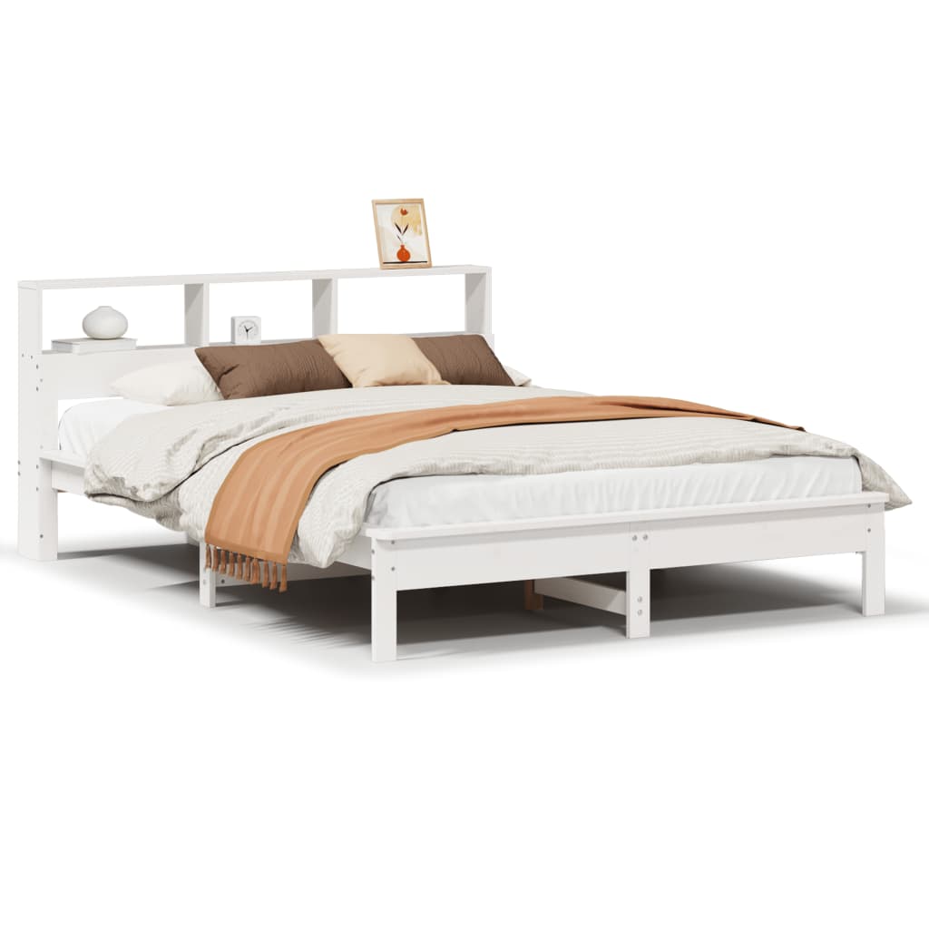 Cadre de lit sans matelas blanc 150x200 cm bois de pin massif - XIOS