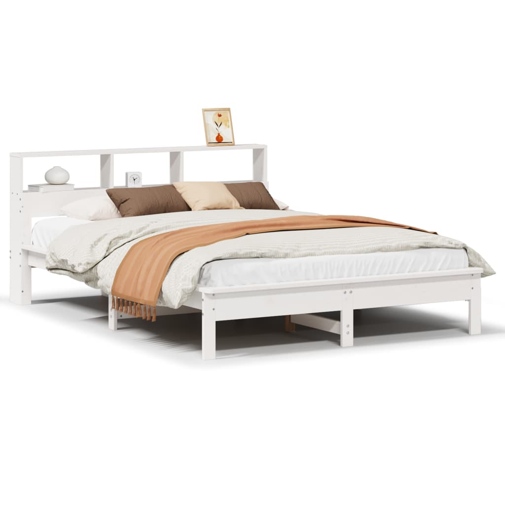 Cadre de lit sans matelas blanc 140x190 cm bois de pin massif - XIOS