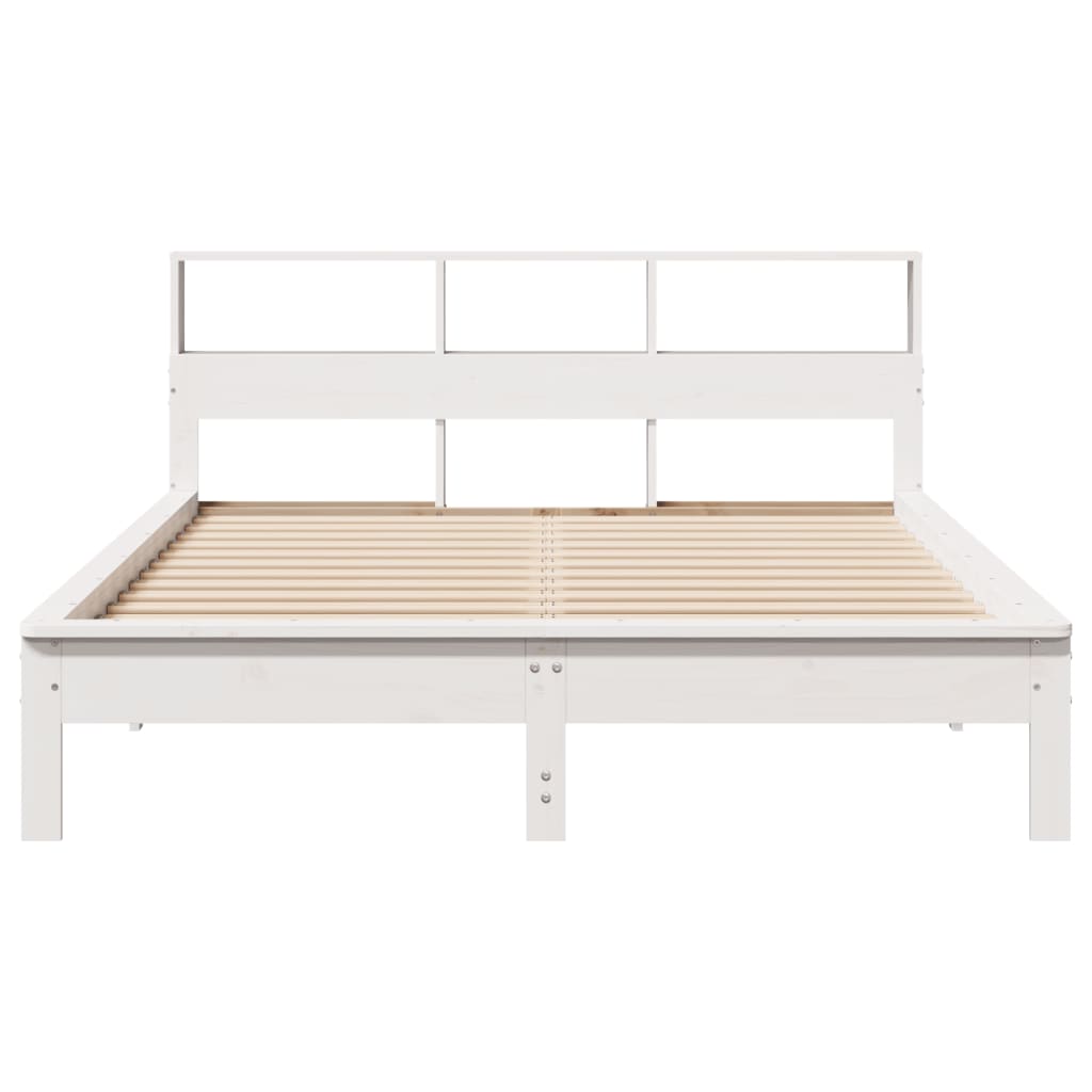 Cadre de lit sans matelas blanc 140x190 cm bois de pin massif - XIOS