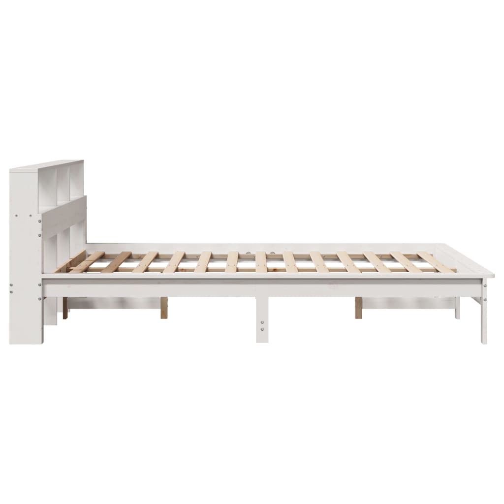 Cadre de lit sans matelas blanc 140x190 cm bois de pin massif - XIOS