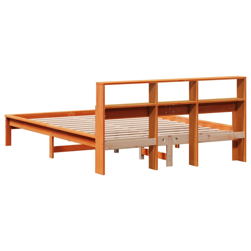 Cadre de lit sans matelas cire marron 135x190cm bois pin massif - XIOS