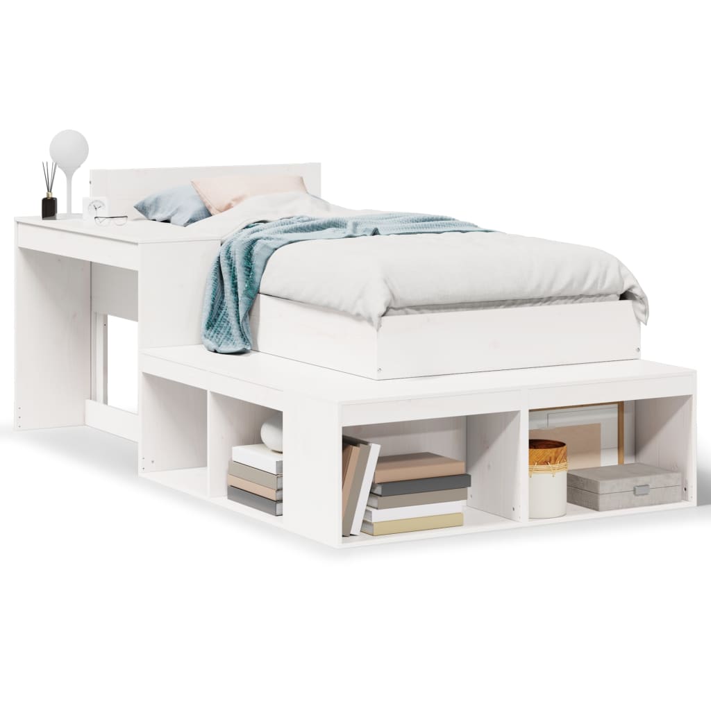 Cadre de lit sans matelas blanc 75x190 cm bois de pin massif - XIOS