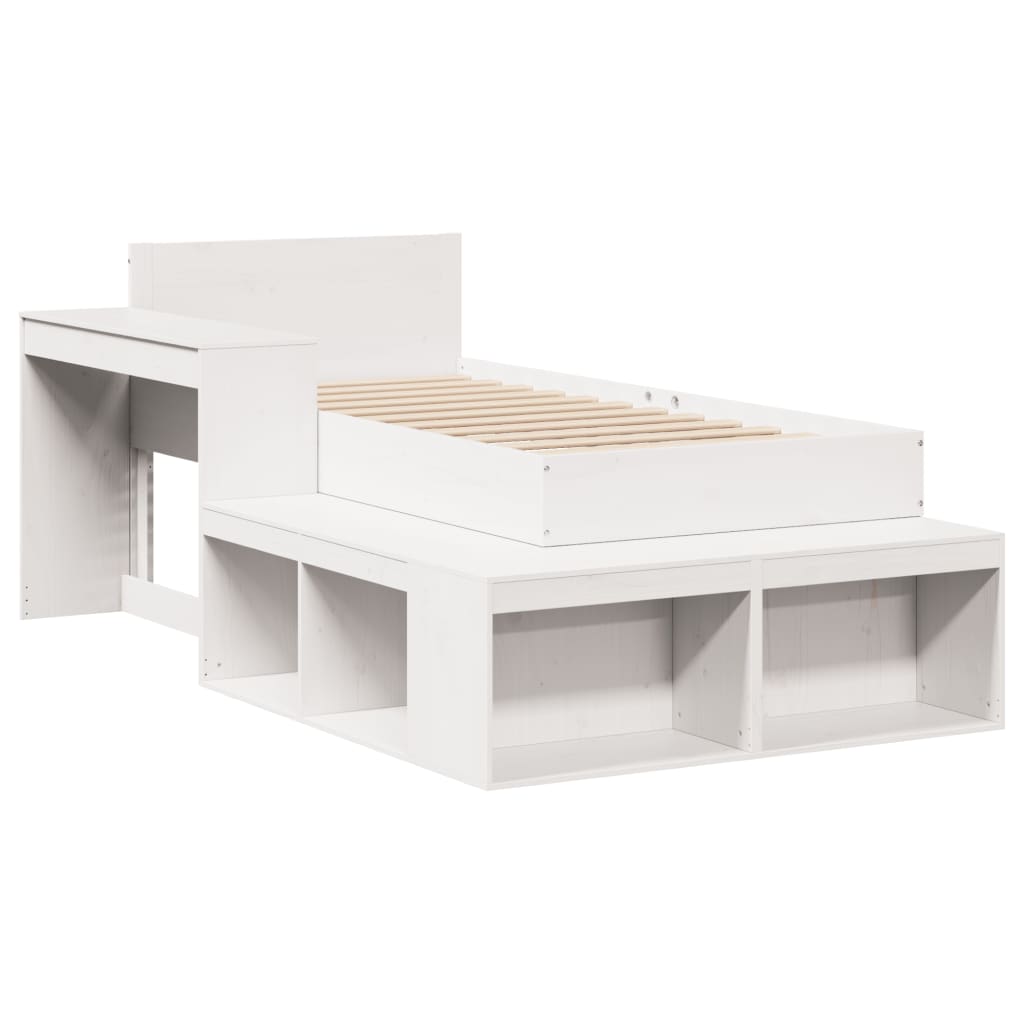 Cadre de lit sans matelas blanc 75x190 cm bois de pin massif