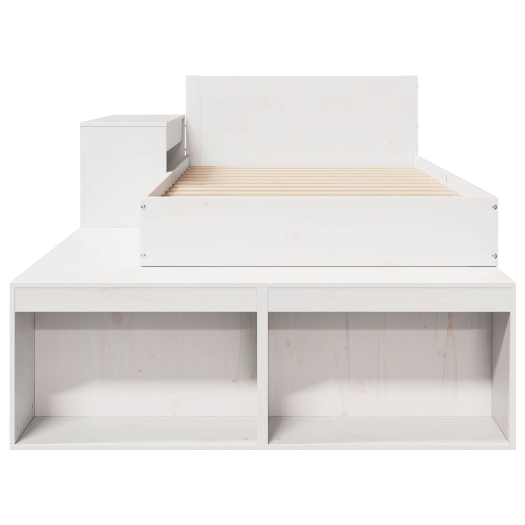 Cadre de lit sans matelas blanc 75x190 cm bois de pin massif