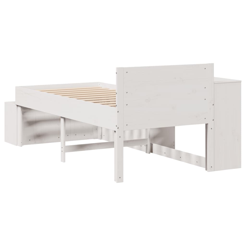 Cadre de lit sans matelas blanc 75x190 cm bois de pin massif