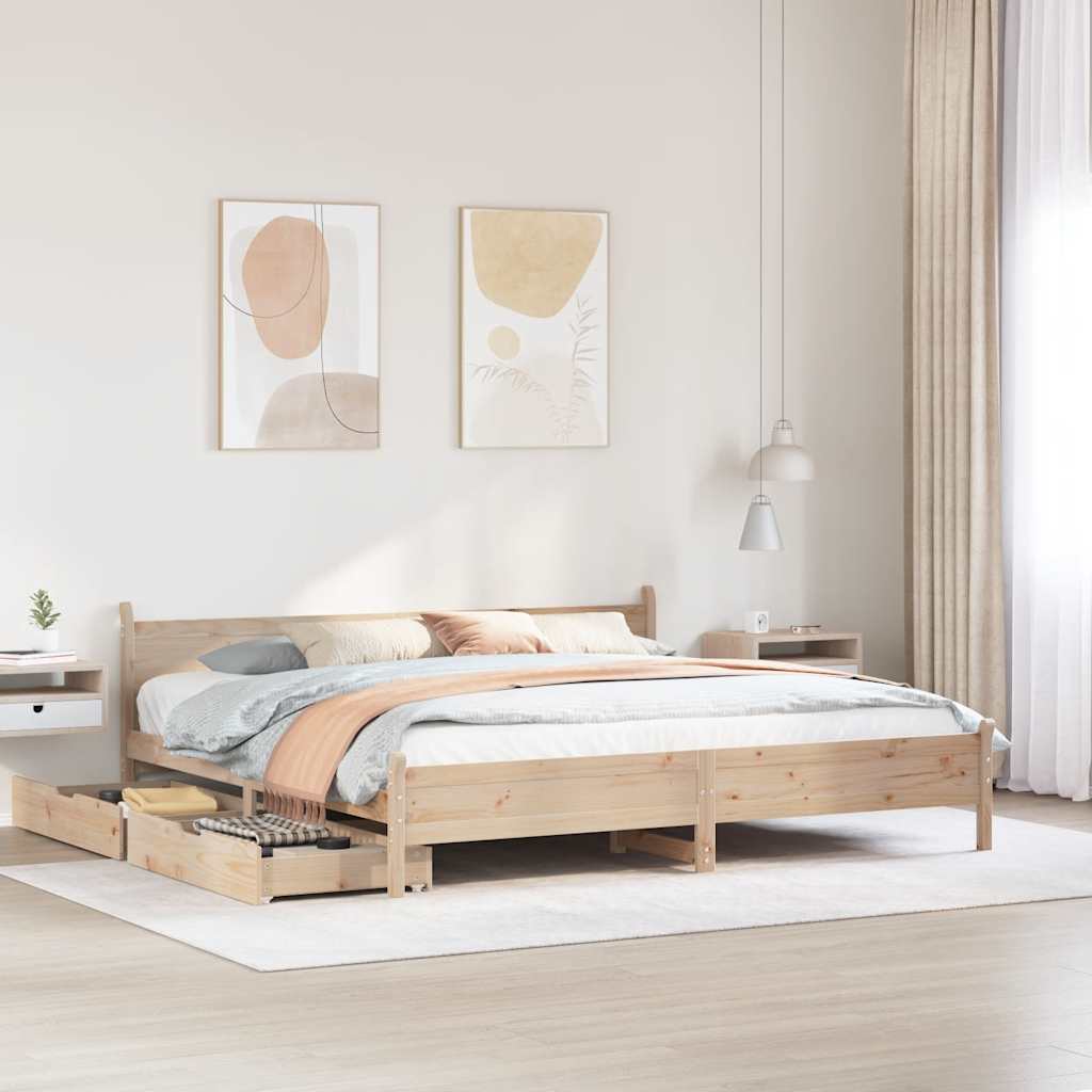 Cadre de lit sans matelas 200x200 cm bois massif de pin - XIOS