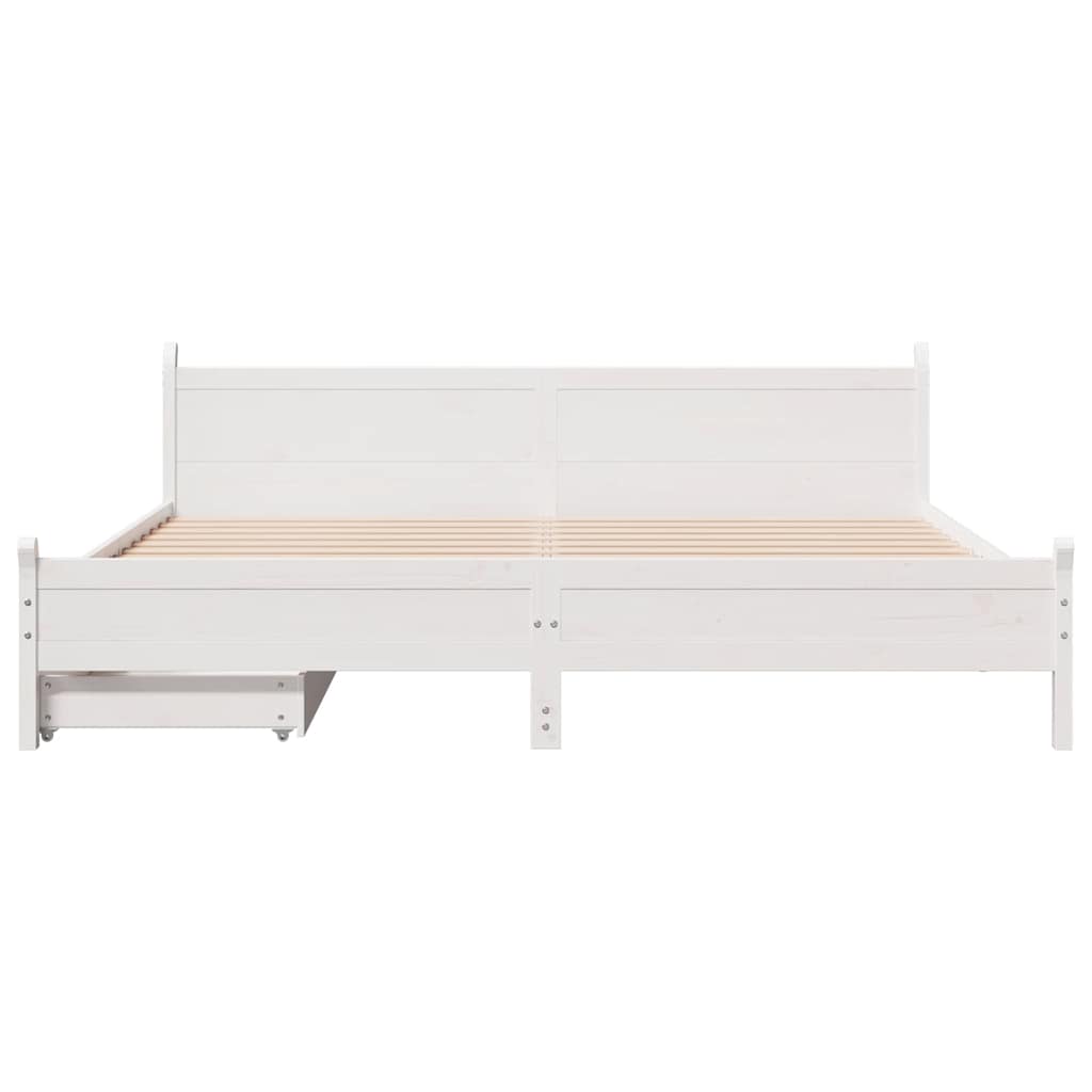 Cadre de lit sans matelas blanc 200x200 cm bois massif de pin - XIOS