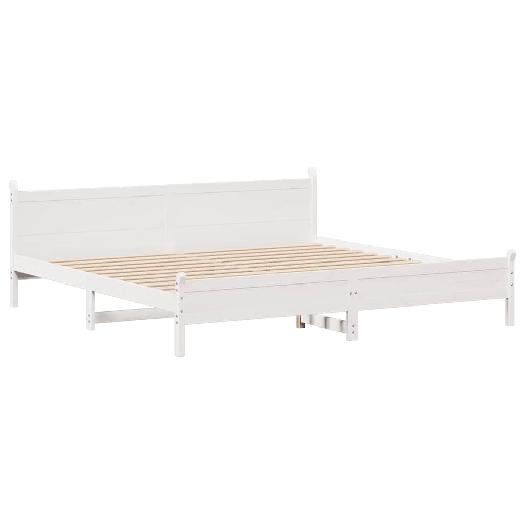 Cadre de lit sans matelas blanc 200x200 cm bois massif de pin - XIOS