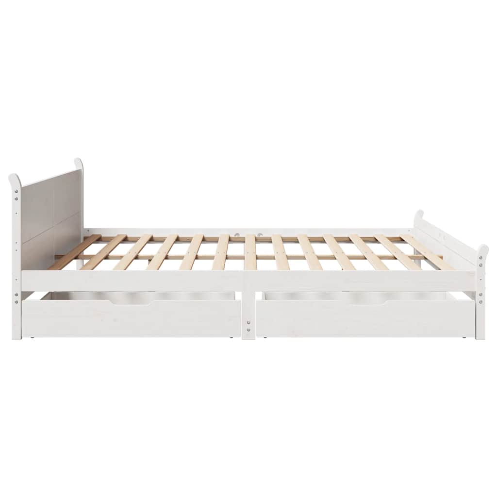 Cadre de lit sans matelas blanc 200x200 cm bois massif de pin - XIOS