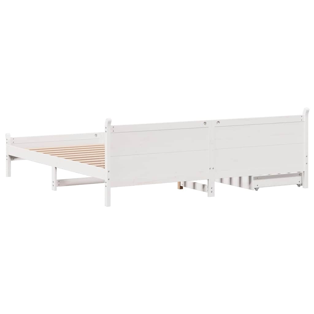 Cadre de lit sans matelas blanc 200x200 cm bois massif de pin - XIOS
