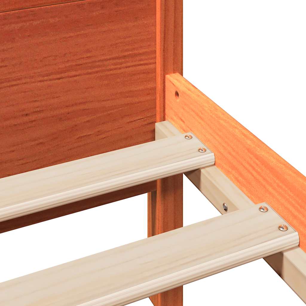 Cadre de lit sans matelas cire marron 200x200cm bois pin massif - XIOS