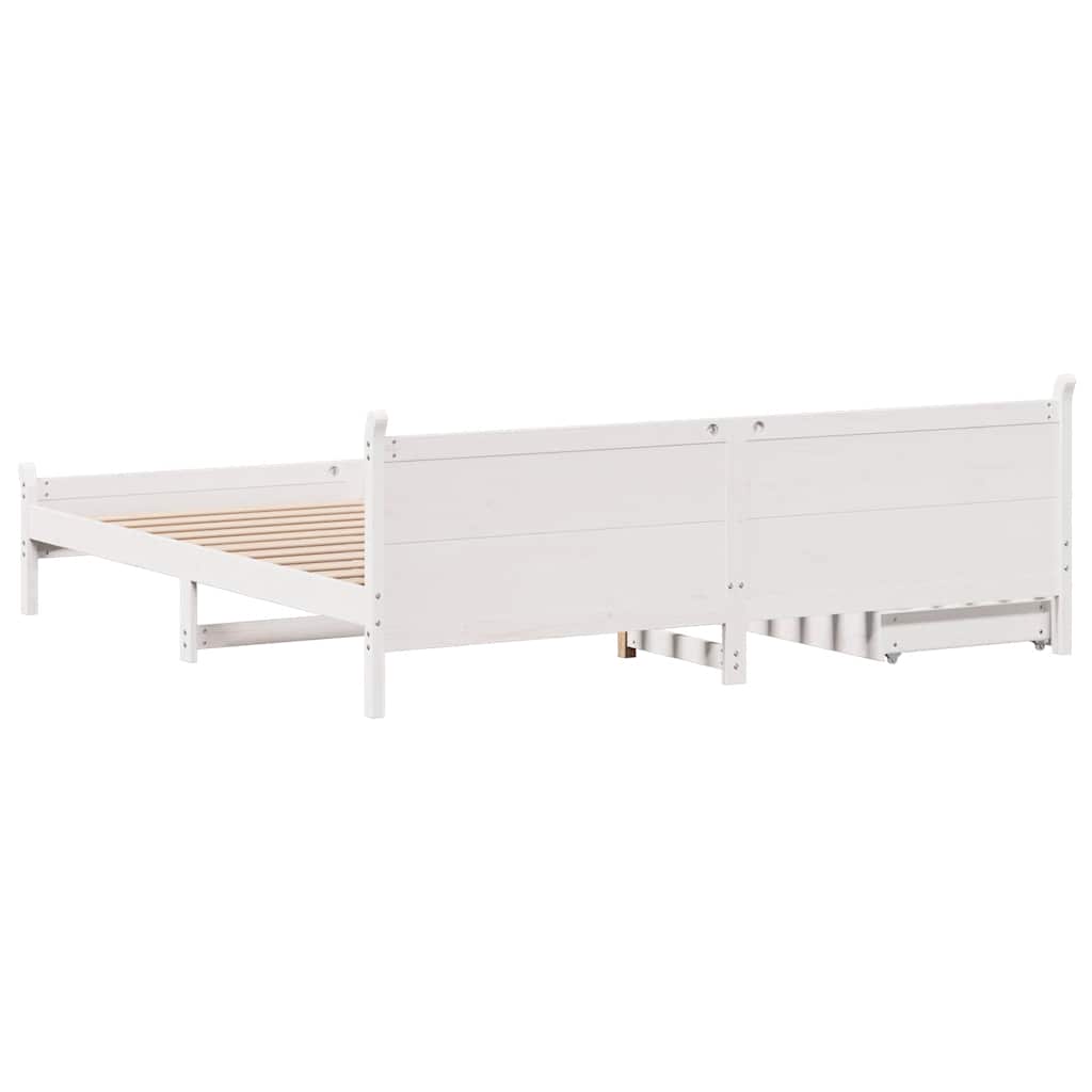 Cadre de lit sans matelas blanc 180x200 cm bois massif de pin - XIOS