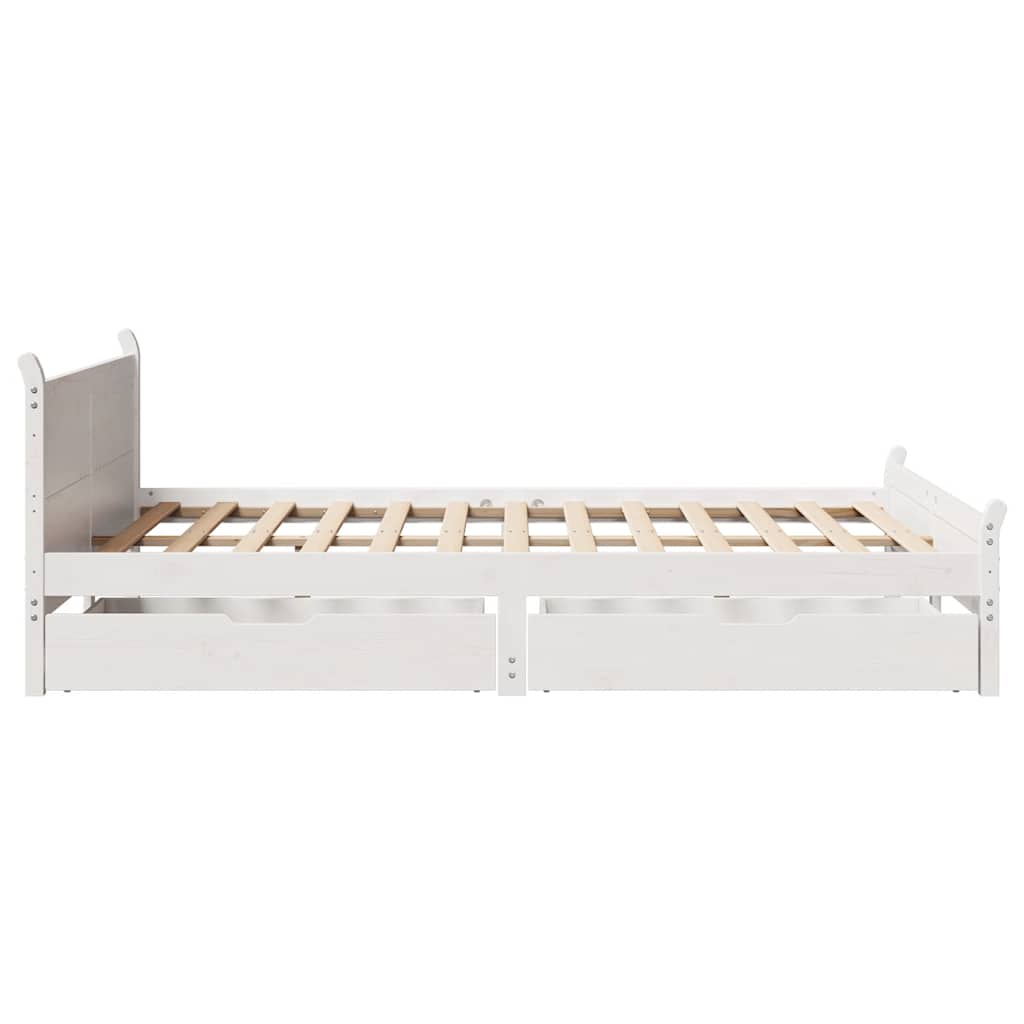 Cadre de lit sans matelas blanc 150x200 cm bois de pin massif - XIOS
