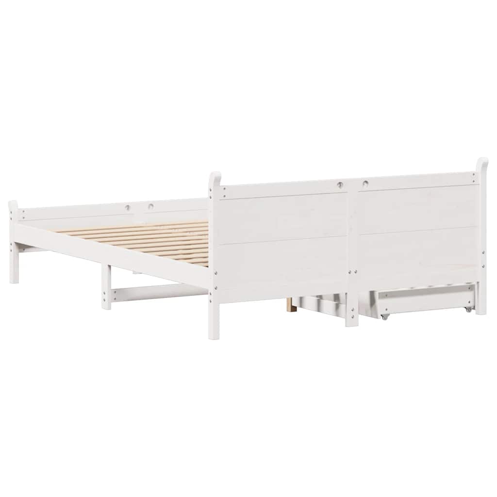 Cadre de lit sans matelas blanc 150x200 cm bois de pin massif - XIOS