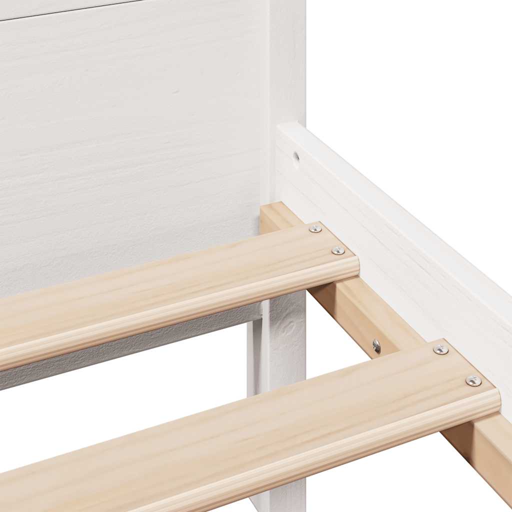 Cadre de lit sans matelas blanc 150x200 cm bois de pin massif - XIOS