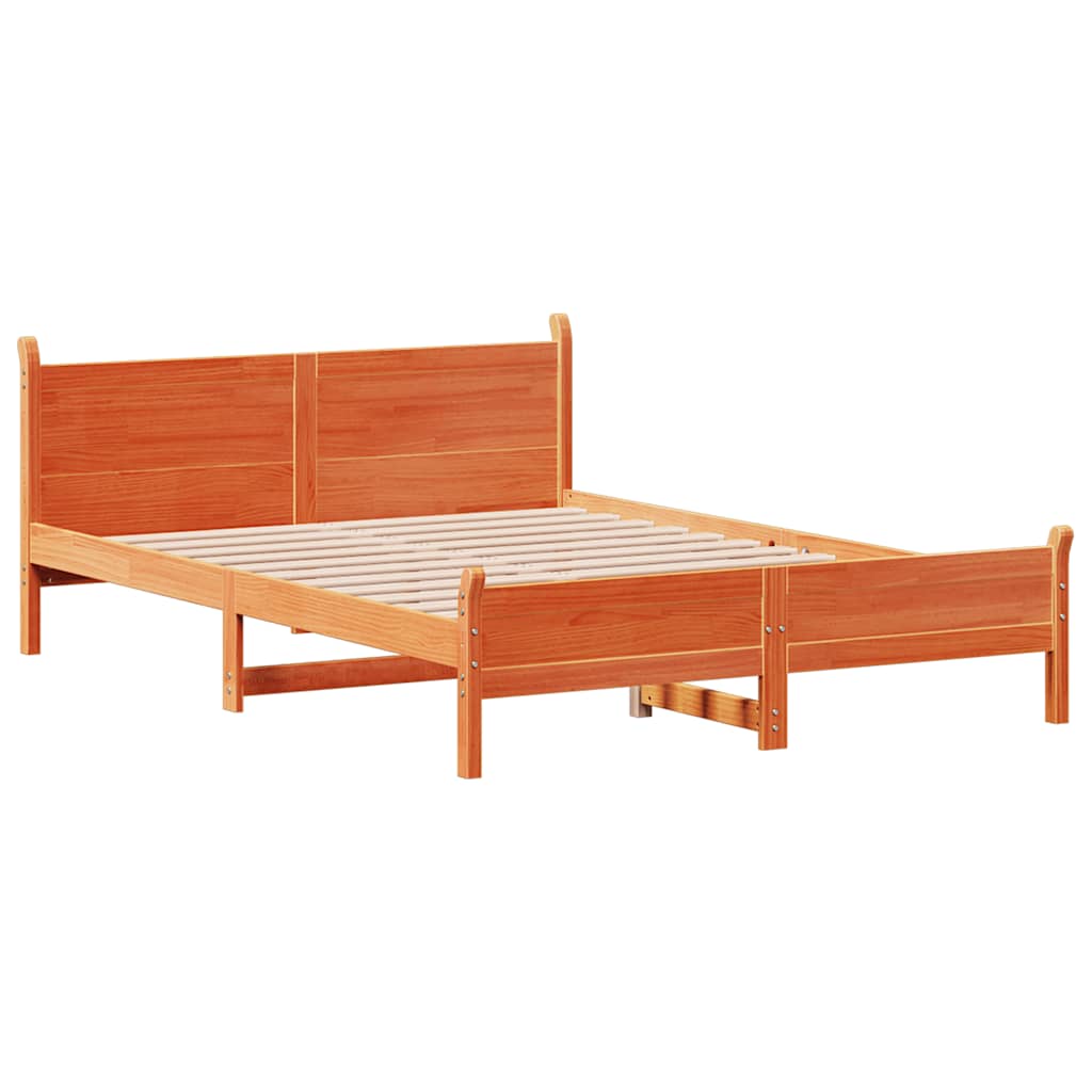 Cadre de lit sans matelas cire marron 150x200cm bois pin massif - XIOS
