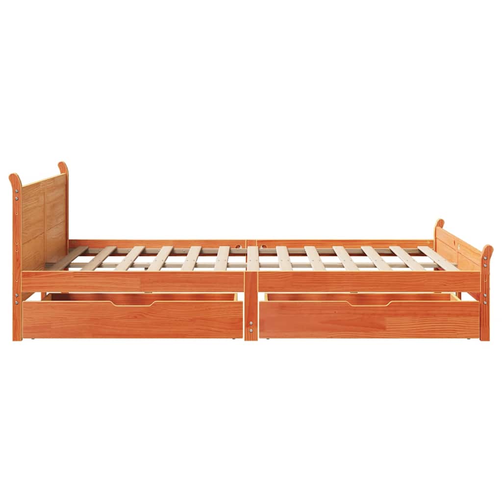 Cadre de lit sans matelas cire marron 120x200cm bois pin massif - XIOS