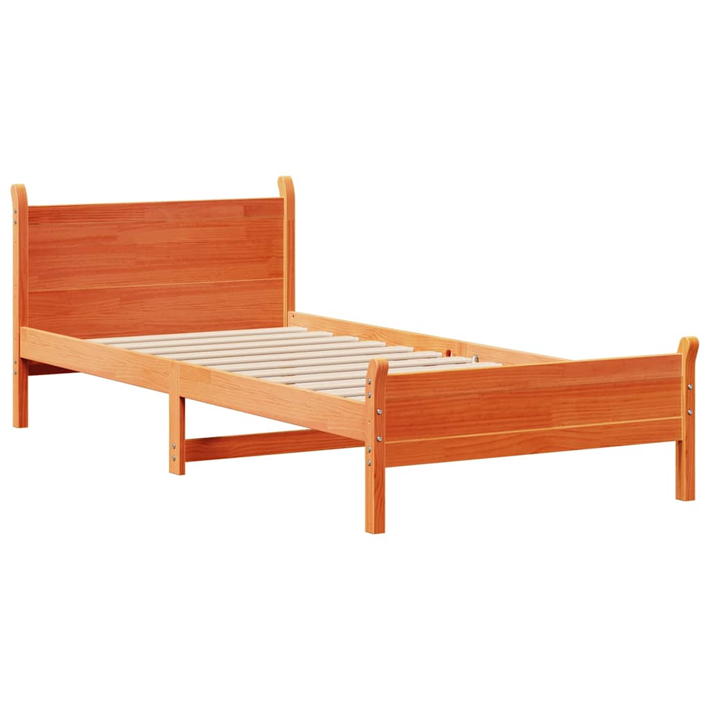Cadre de lit sans matelas cire marron 100x200cm bois pin massif - XIOS