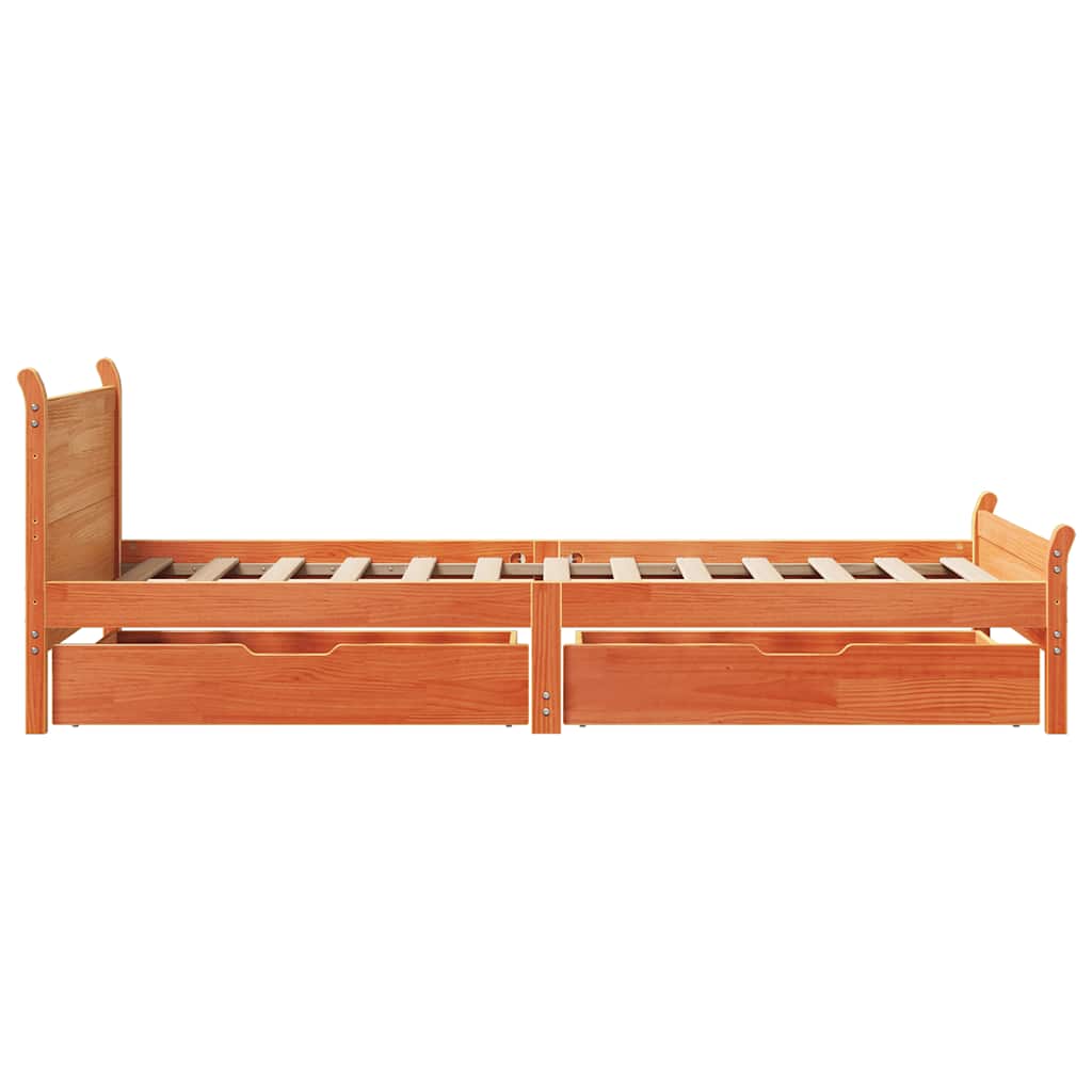 Cadre de lit sans matelas cire marron 100x200cm bois pin massif - XIOS