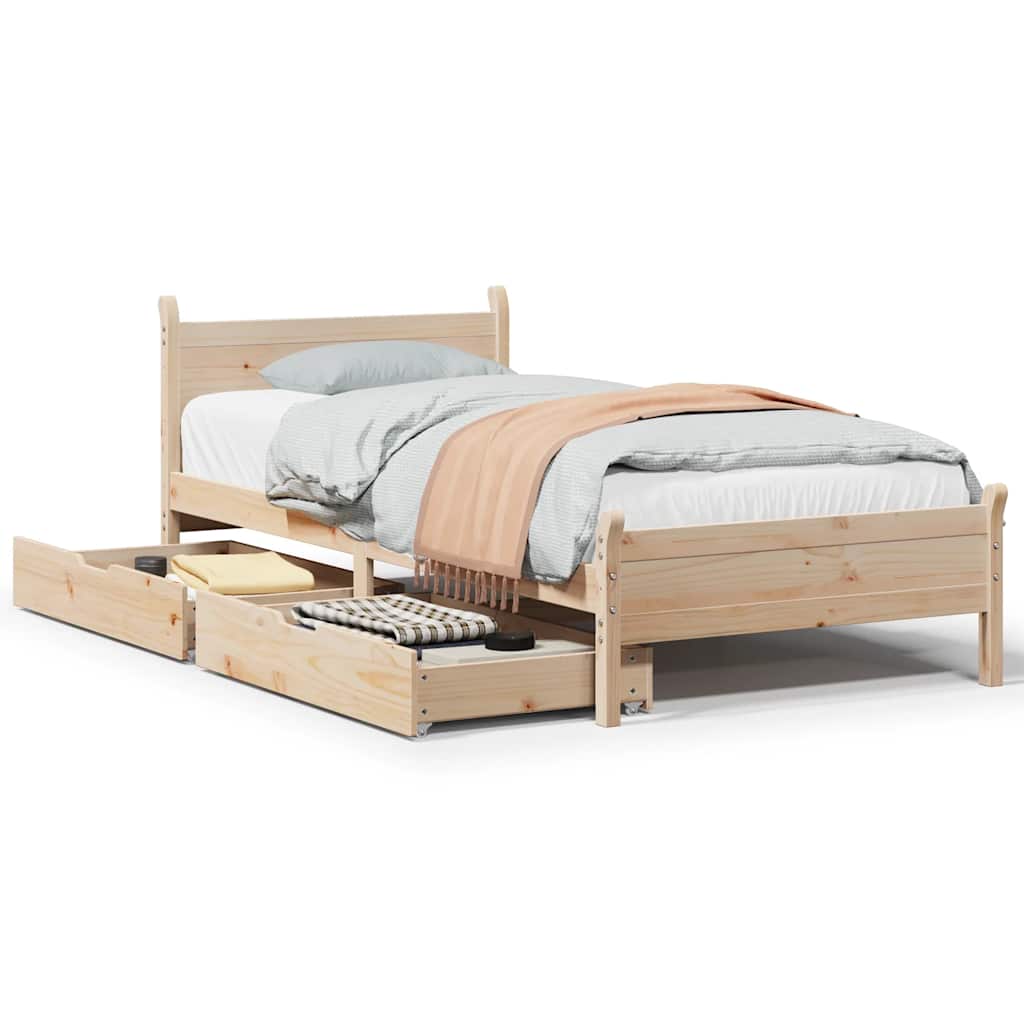Cadre de lit sans matelas 90x200 cm bois de pin massif - XIOS