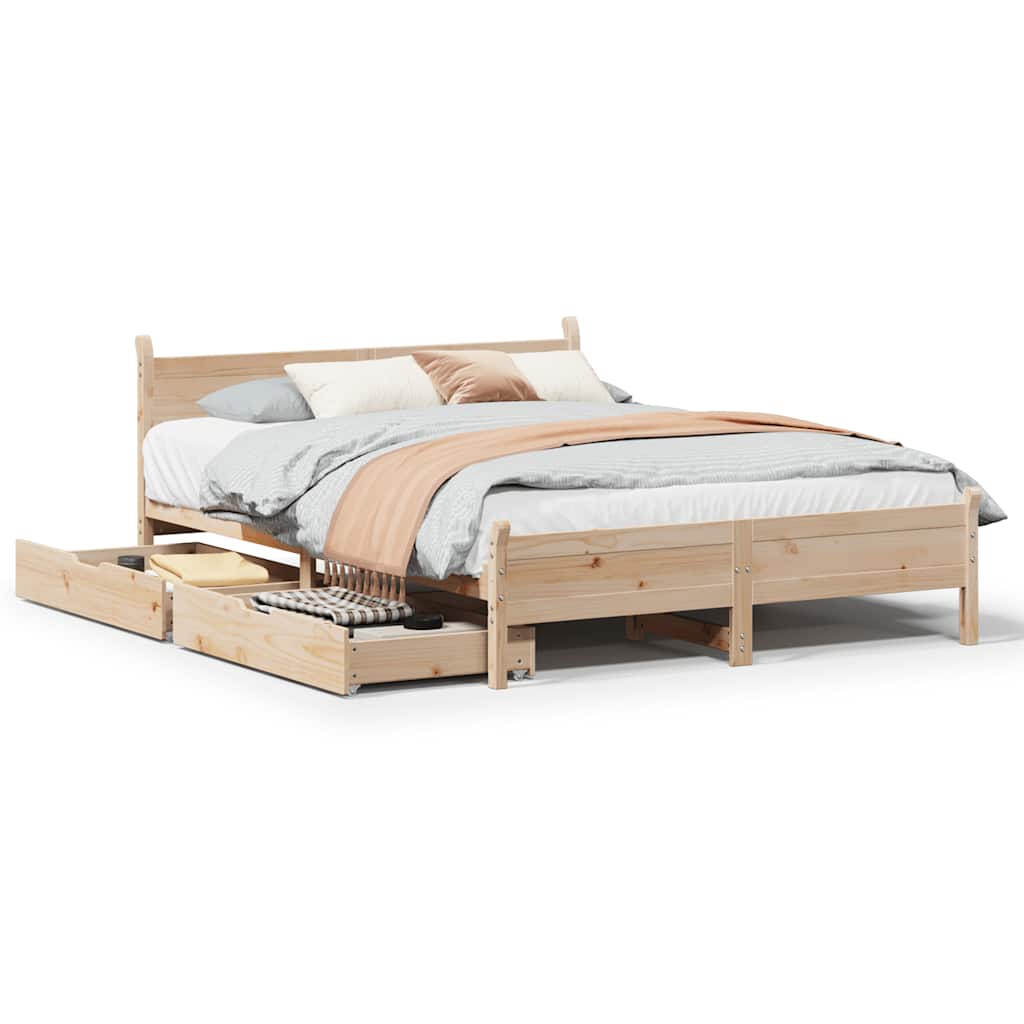 Cadre de lit sans matelas 140x190 cm bois de pin massif - XIOS