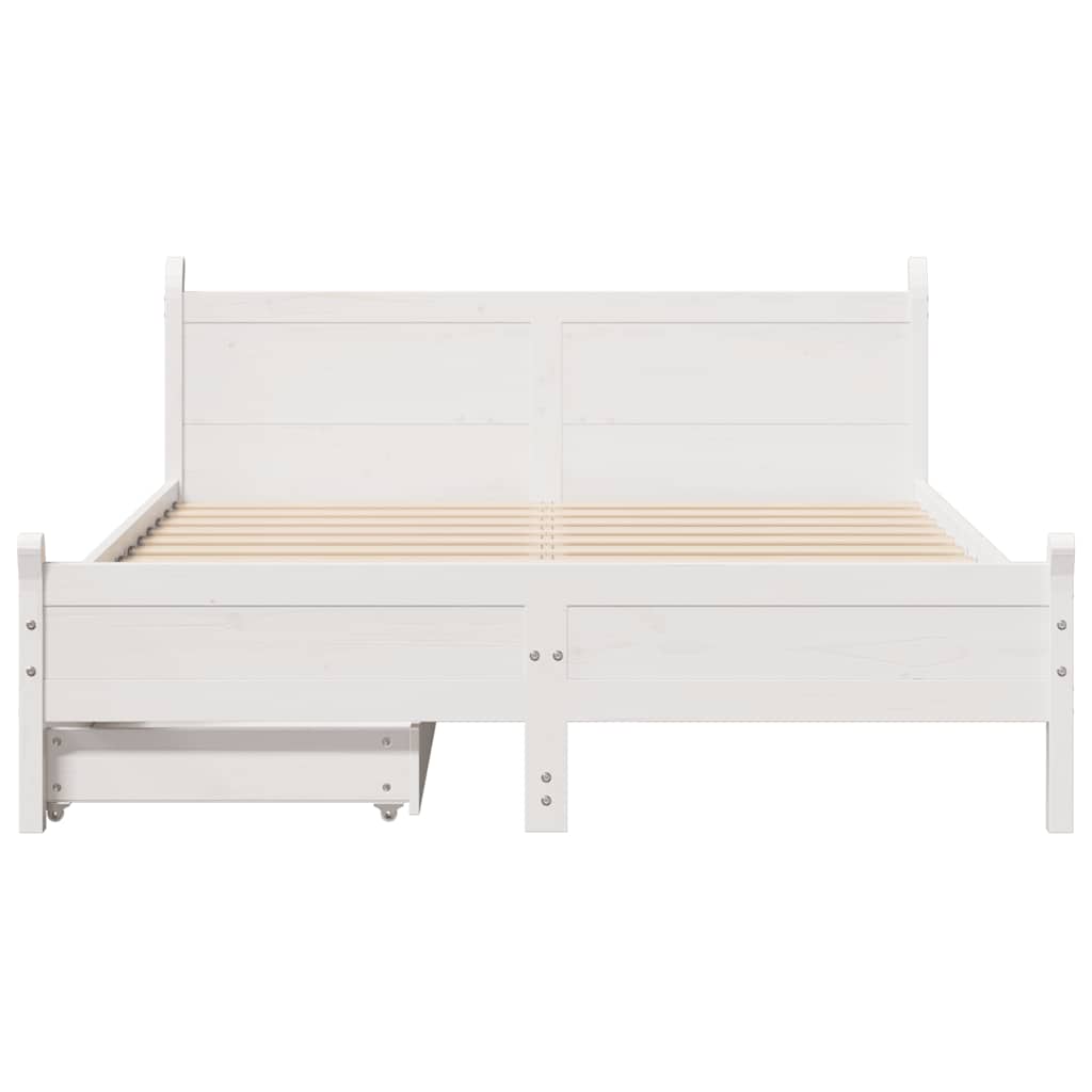 Cadre de lit sans matelas blanc 140x190 cm bois de pin massif - XIOS
